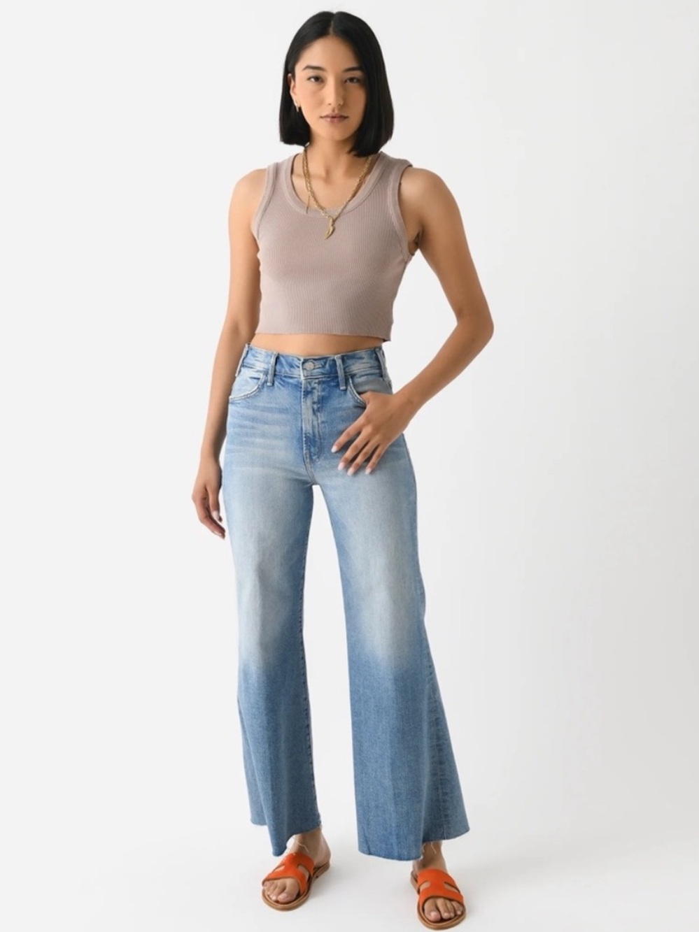 MOTHER The Lil Hustler Roller Fray Jeans - I Confess Wash - Wide Leg - Size 27